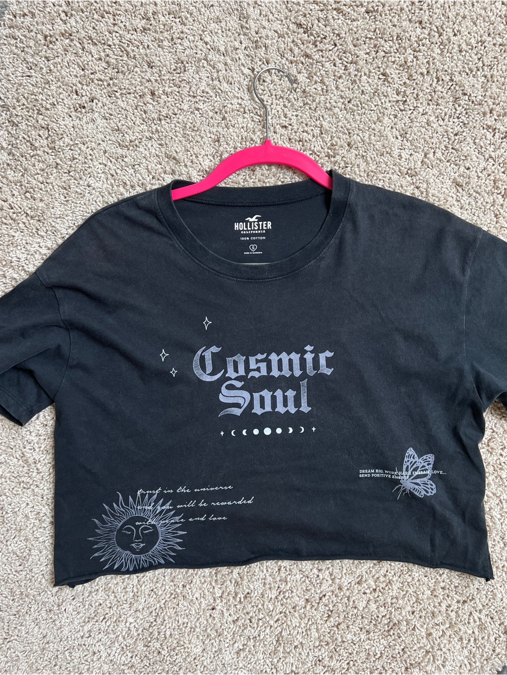 Hollister Black 'Cosmic Soul' Graphic Crop Tee